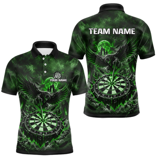 Maxcorners Custom Green Raven Dart Shirt Moon Gothic Dart Team Jersey for Men