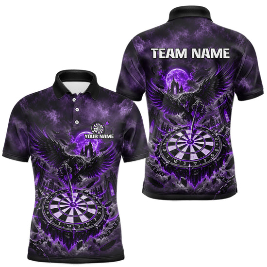 Maxcorners Custom Purple Raven Dart Shirt Moon Gothic Dart Team Jersey for Men
