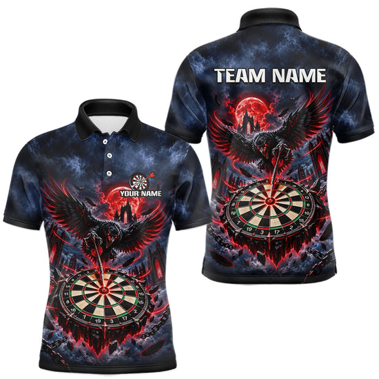 Maxcorners Custom Raven Dart Shirt Red Moon Gothic Dart Team Jersey for Men