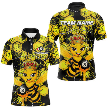 Maxcorners Funny Bee 8 Ball Billiard Shirts for Men Custom Billiard Team Jersey Polo & 1/4 Zip LM1705