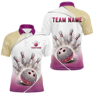 Maxcorners Custom Aurora Bowling Team Shirt Neon Glow Bowling Jersey Cosmic Galaxy Bowling Uniform for Men
