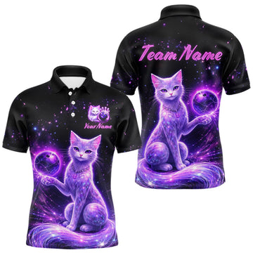Maxcorners Custom Orange Funny Raccoon Bowling Shirt for Men Bowling Jersey Polo & Quarter-Zip Bowling Outfit
