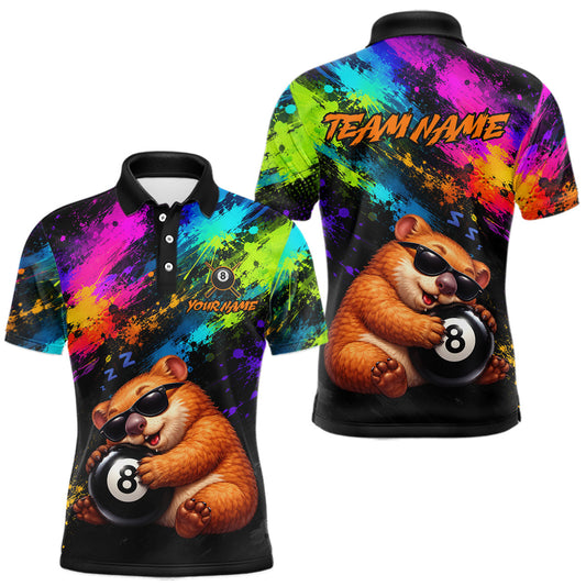 Maxcorners Custom Colorful Funny Wombat Billiard Shirt 8 Ball Pool Team Jersey for Men Billiard Outfit LM0410