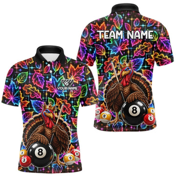 Maxcorners Custom Funny Turkey 8 Ball Billiard Shirts for Men Team Neon Autumn Pool Jersey LM2709
