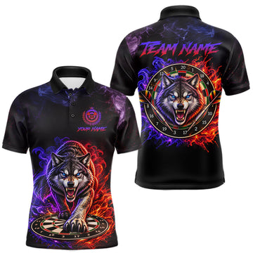 Maxcorners Custom Wolf Darts Shirt for Men Dartboard League Jersey Polo & Quarter-Zip