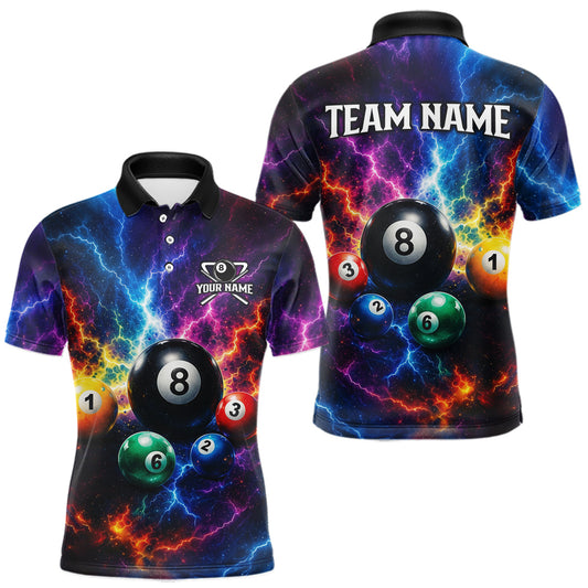 Maxcorners Colorful Thunder 8 Ball Billiards Shirt for Men Custom Pool Team Jersey Billiard Player Gift LM2306