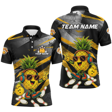 Maxcorners Custom Funny Pineapple Bowling Team Shirts for Men Bowling League Jersey LM2709