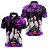 Maxcorners Purple Funny Bowling Team Shirt for Men Custom Bowling League Jersey Polo & 1/4 Zip Bowler Outfit LM2509
