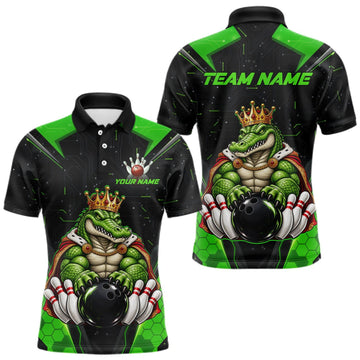 Maxcorners Custom Funny King Alligator Bowling Shirts Crown Bowling Jersey for Men LM2709