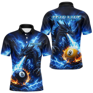 Maxcorners Custom Flame Dragon Billiard Shirt for Men 8 Ball 9 Ball Billiard Pool Jersey LM2709
