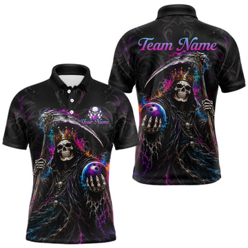 Maxcorners Custom Grim Reaper Bowling Team Jersey for Men Crown Skull Bowling Shirt LM0208