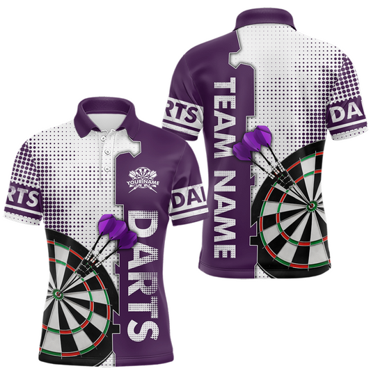Maxcorners Purple & White Dart Shirts for Men Custom Dart Team Jersey Dartboard Shirt Unisex LM1005