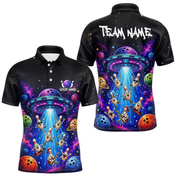 Maxcorners Custom Galaxy UFO Bowling Shirt for Men Bowling Team Jersey Bowling Outfit LM0706