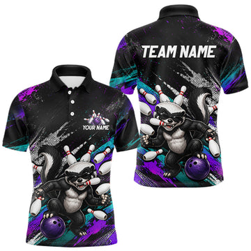 Maxcorners Custom Funny Honey Badger Bowling Shirt for Men Bowling Team Jersey Bowling Outfit