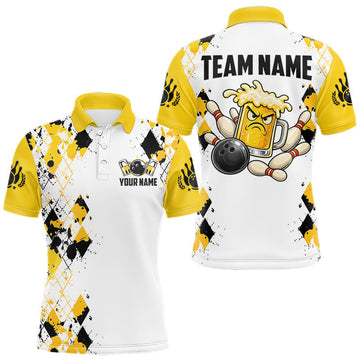 Maxcorners Custom Funny Beer Bowling Team Shirts for Men Bowling League Jersey LM0410