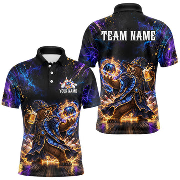 Maxcorners Custom Wizard Bear Bowling Team Shirt for Men Bowling Jersey LM0410