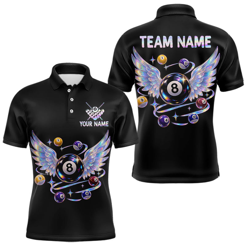 Maxcorners Custom Holographic 8 Ball Wings Billiard Shirts Funny Pool Jersey for Men