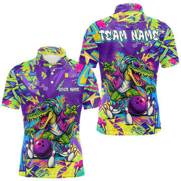 Maxcorners Custom Funny Alligator Bowling Shirt for Men Graffiti Bowling Jersey LM2709