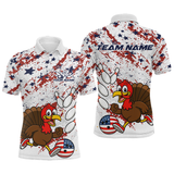 Maxcorners American Funny Turkey Bowling Team Shirt for Men Custom Bowling Jersey Polo Thanksgiving Bowling Outfit TU1609