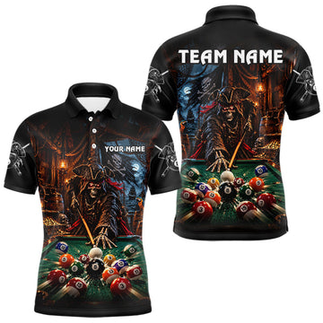 Maxcorners Custom Grim Reaper 8 Ball Billiard Shirts Pirate Billiard Pool Jersey for Men