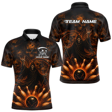 Maxcorners Custom Skeleton Bowling Shirt for Men, Skull Bowling Team Jersey, Halloween Gifts LM2607