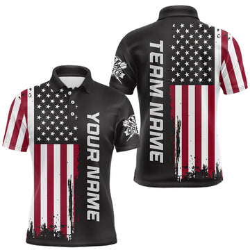 Maxcorners Custom American Flag Brown Dart Shirt for Men Patriotic Dart Team Jersey Dartboard Outfit LM0208