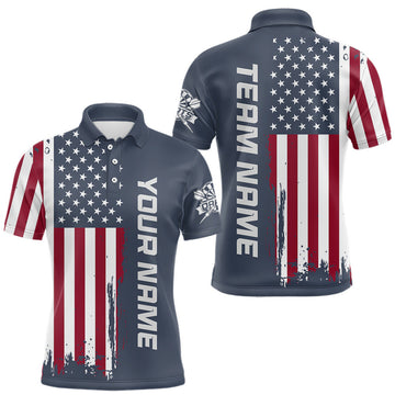 Maxcorners Custom American Flag Navy Dart Shirt for Men Patriotic Dart Team Jersey Dartboard Outfit LM0208