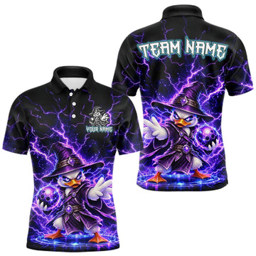 Maxcorners Custom Wizard Duck Bowling Shirts for Men Funny Thunder Bowling Jersey LM0410