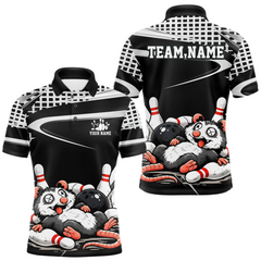 Maxcorners Personalized Funny Opossum Bowling Shirt Bowling Jersey for Men Bowling Polo & Quarter-Zip TU3012