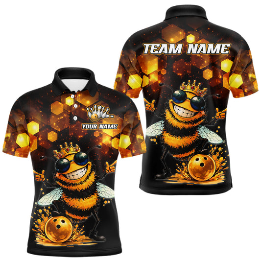 Maxcorners Funny Bee Bowling Shirt for Men Custom Bowling Team Jersey Bowling Outfit Polo & Quarter-Zip LM1903