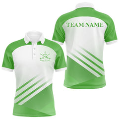 Maxcorners Green And White Mens Golf Polo Shirts Custom Golf Tops For Men, Personalized Golf Gifts LM1812