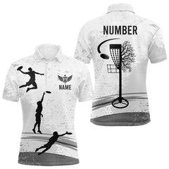 Maxcorners Black And White Disc Golf Basket Mens Polo Shirts Custom Name & Number Team Disc Golf Shirt TU2912