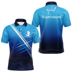 Maxcorners Mens Golf Polo Shirts Custom Name Golf Pattern Blue Polo Shirt Best Men Apparel For Team LM2512
