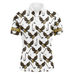 Maxcorners Golf Polo Shirts, Eagle Mens Golf Polo Shirts Custom Name White Golf Shirts For Men, Golf Gifts TU2912