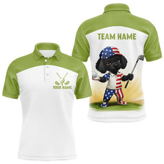 Maxcorners Funny Mens Golf Polo Shirts Custom Name Green Poodle Dog Golf Shirts Personalized LM2512