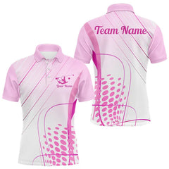 Maxcorners Pink White Mens Golf Polo Shirts Custom Name Golf Shirts For Men Personalized Golf Gifts LM1112