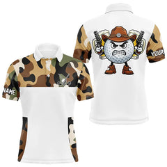 Maxcorners Funny Mens Golf Polo Shirts Custom Cowboy Golf Ball Camo Pattern Golf Outfits, Best Golf Gifts TU0501