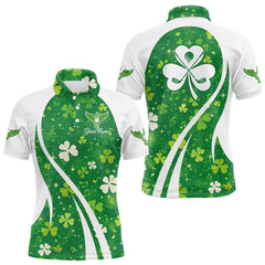 Maxcorners Mens Golf Polo Shirt Custom Name Green Music Angel Wing Golf Ball St Patrick’S Day Golf Outfit LM0901