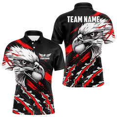 Maxcorners Mens Golf Polo Shirts Custom Red And Black Grunge Pattern Eagle Golf Shirts For Men, Golf Apparel LM1812