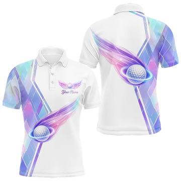 Maxcorners Mens Golf Polo Shirt Violet Square Plaid Pattern Custom Golf Ball Golf Tops For Men LM2201