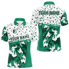 Maxcorners Green Golf Clubs Mens Golf Polo Shirt Custom Name Camo Pattern Golf Shirts Custom Team Golf Top LM1112