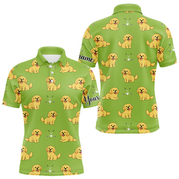 Maxcorners Mens Golf Polo Shirt Custom Funny Golden Retriever Team Mens Golf Tops Green, Dog Lover Gift LM2201