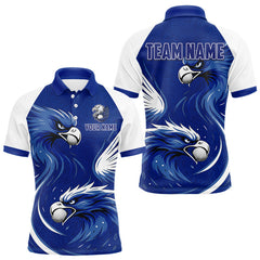 Maxcorners Mens Golf Polo Shirt Custom Blue Eagle Golf Shirts Personalized Golf Clubs For Team Golf Top