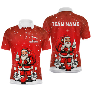 Maxcorners Funny Noel Bowling Shirts for Team Men Women Bowling Jerseys Polo and 1/4 Zip