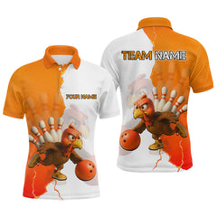 Maxcorners Custom Turkey Bowling Shirts for Women Men Team Orange Bowling Jerseys Thanksgiving LM0910
