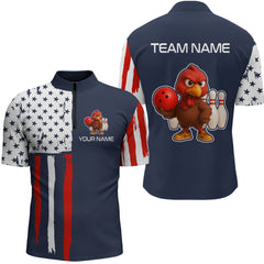 Maxcorners Patriotic Turkey Bowling Shirts for Women Men Team Bowling Jerseys for Thanksgiving LM0910