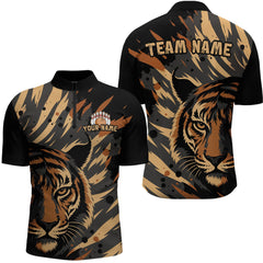 Maxcorners Tiger Bowling Shirts for Team Women Men Custom Tiger Bowling Polo & 1/4 Zip Shirt LM2110