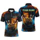 Maxcorners Flame Tiger Bowling Shirts for Team Men Women Custom Bowling Jersey Polo & 1/4 Zip LM2110