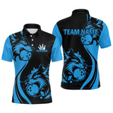 Maxcorners Blue Wolf Bowling Shirts for Team Men Women Custom Wolf Bowling Jerseys for Couples LM3010