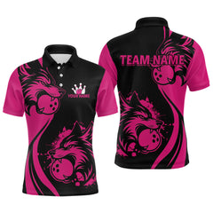 Maxcorners Pink Wolf Bowling Shirts for Team Men Women Custom Wolf Bowling Jerseys for Couples LM3010